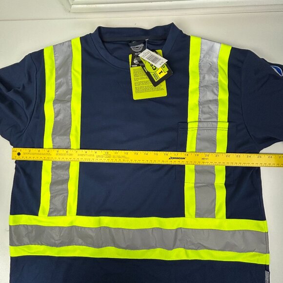 Safety Shirt Mens‎ XL Long Sleeve Reflective Jersey Navy Green Pepsi - Picture 8 of 14